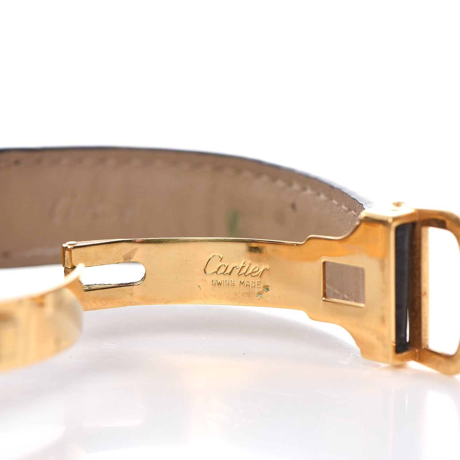 Cartier Sterling Silver Vermeil Alligator 20mm Must de Cartier Tank Quartz Watch Black 4 of 7