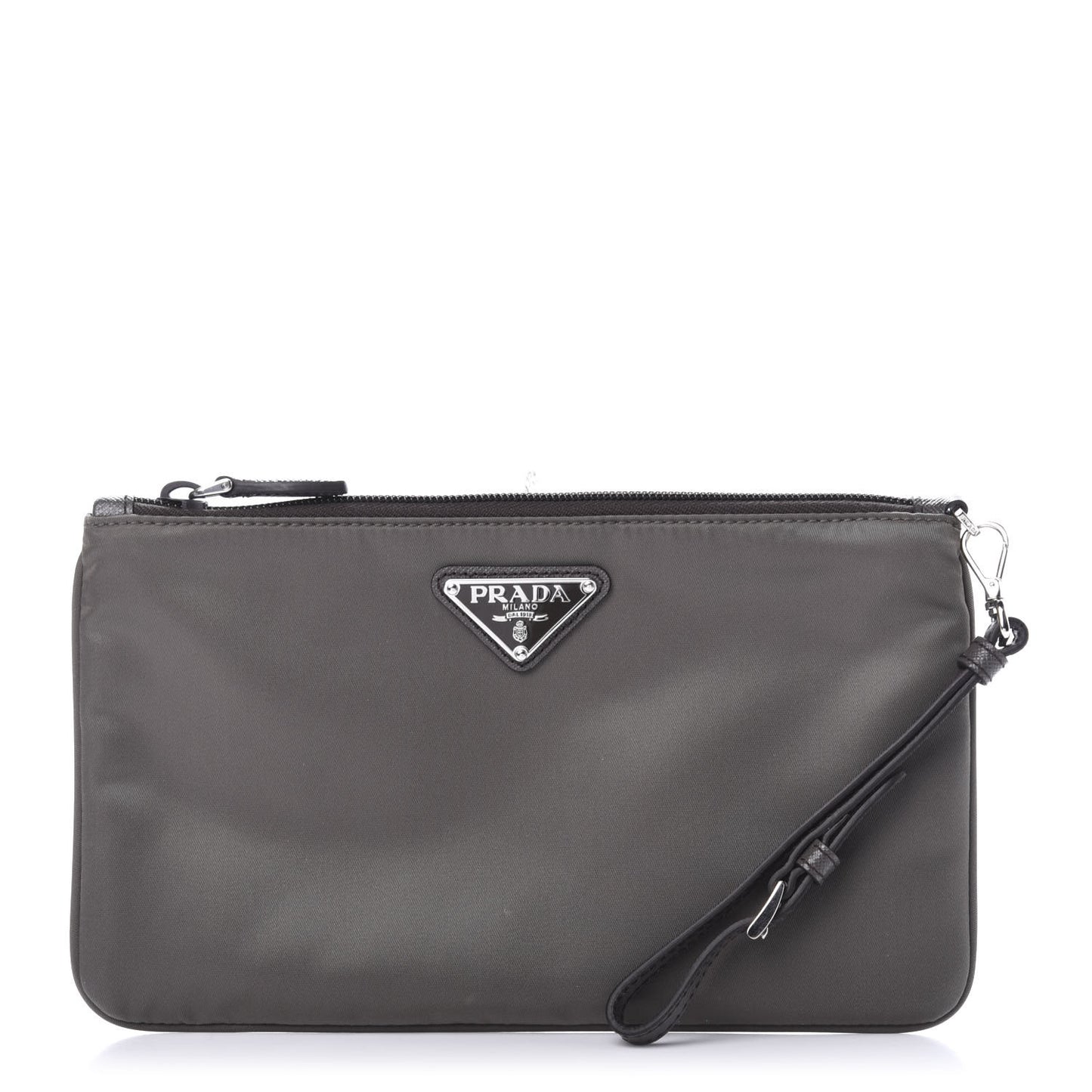 Tessuto Nylon Saffiano Wristlet Grey