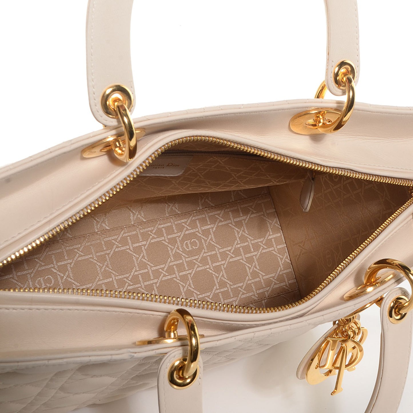 Lambskin Cannage Large Lady Dior Beige