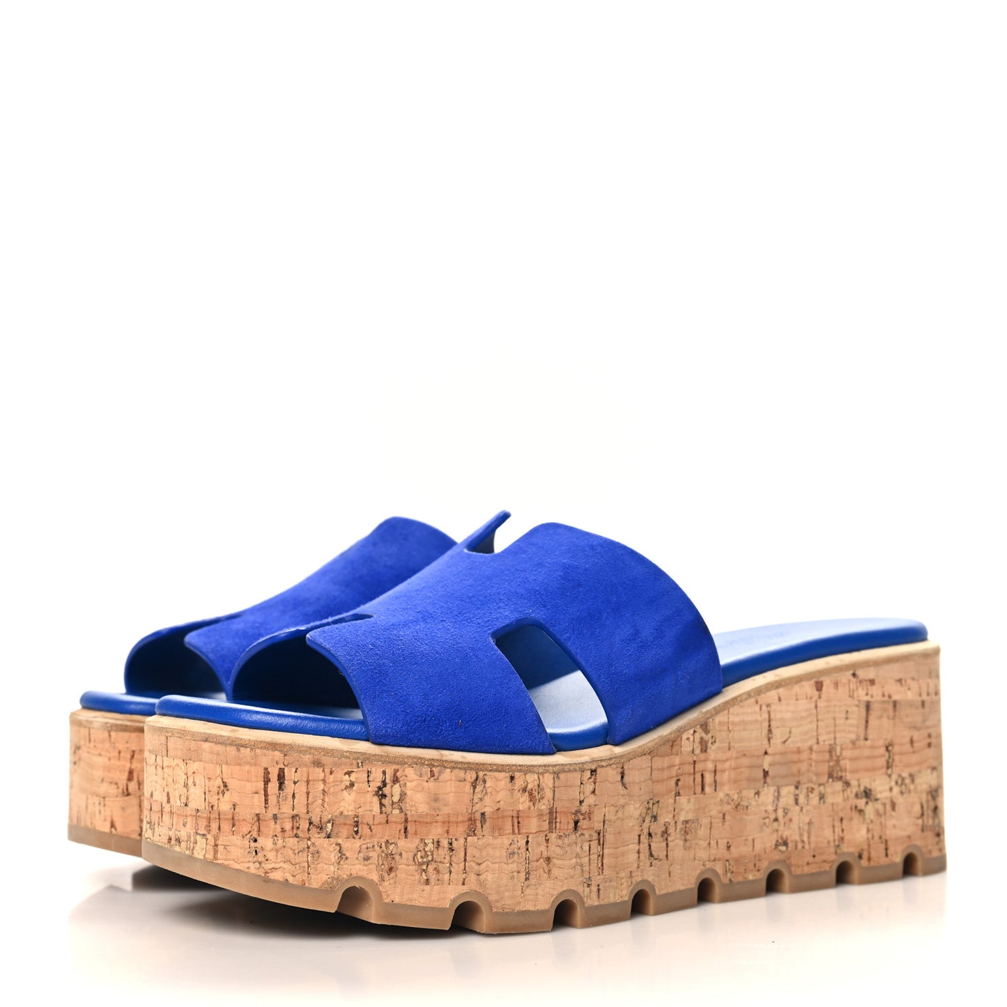 Suede Goatskin Cork Eze 30 Sandals 38 Bleu Ocean