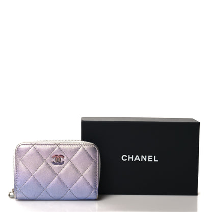 Chanel Iridescent Calfskin Quilted Zip Coin Purse Wallet Light Blue 9 of 9
