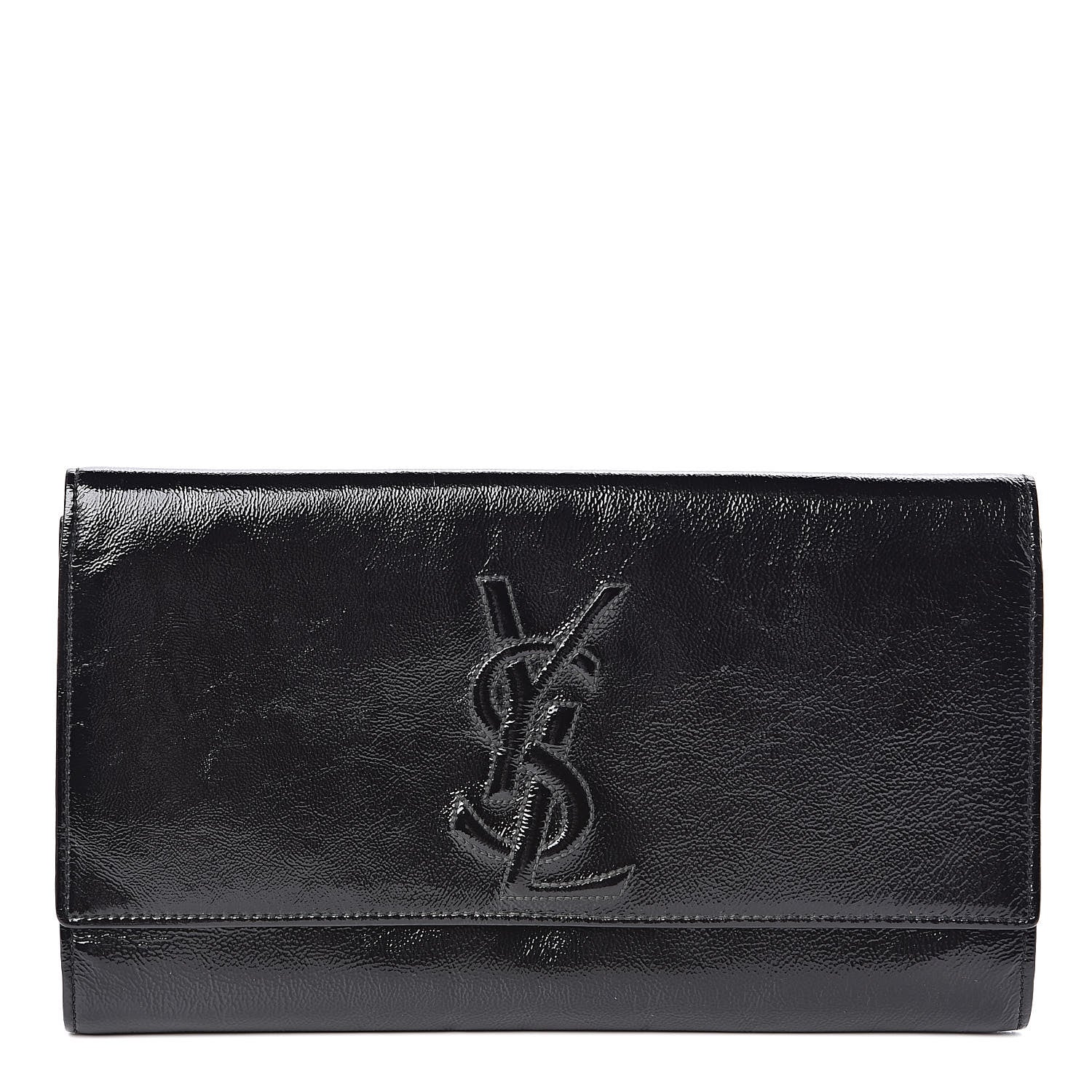 Saint Laurent Textured Patent Monogram Large Belle De Jour Clutch Black 1 of 9