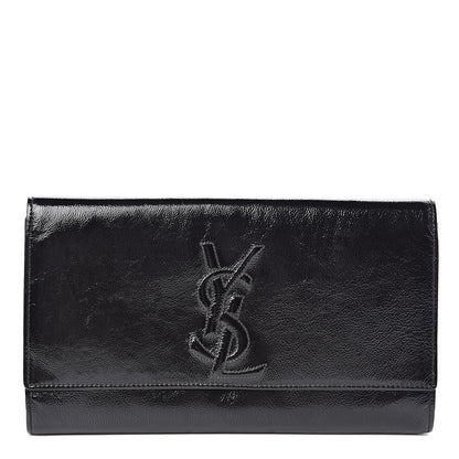 Saint Laurent Textured Patent Monogram Large Belle De Jour Clutch Black 1 of 9