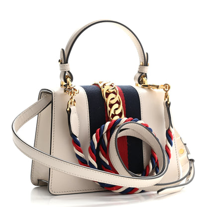 Gucci Calfskin Mini Sylvie Top Handle Bag White 3 of 18
