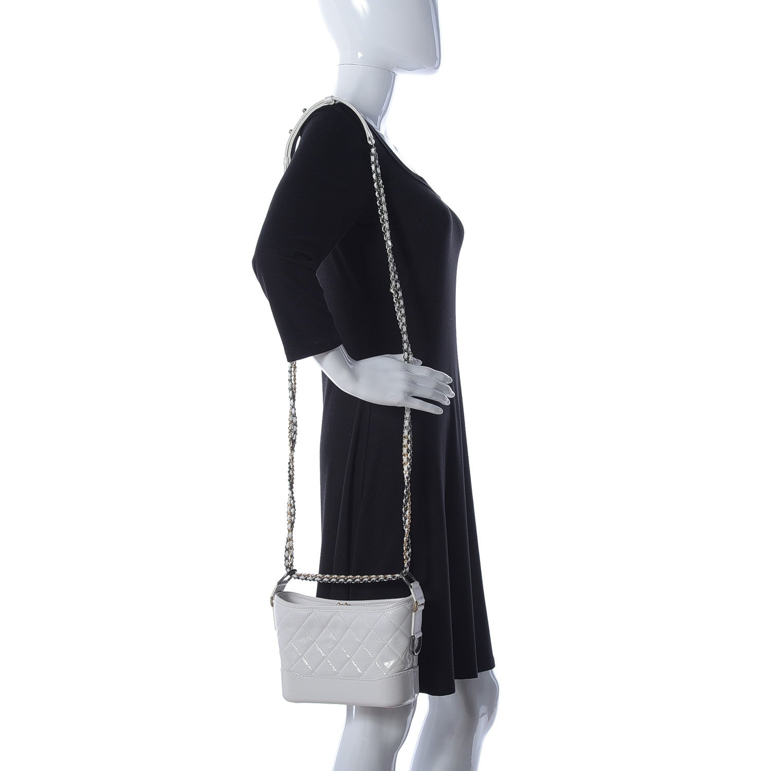 Chanel Patent Goatskin Quilted Small Gabrielle Hobo White 3 of 19