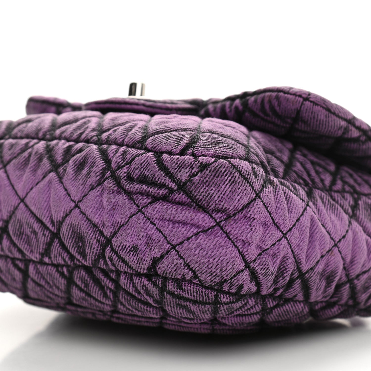 Chanel Washed Denim Quilted Small Denimpression Flap Violet Purple Black 6 of 10