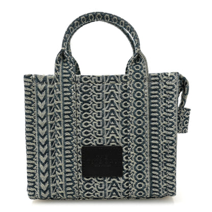 Marc Jacobs Cotton Washed Monogram Denim Crossbody Tote Bag Sun Faded Denim 1 of 11