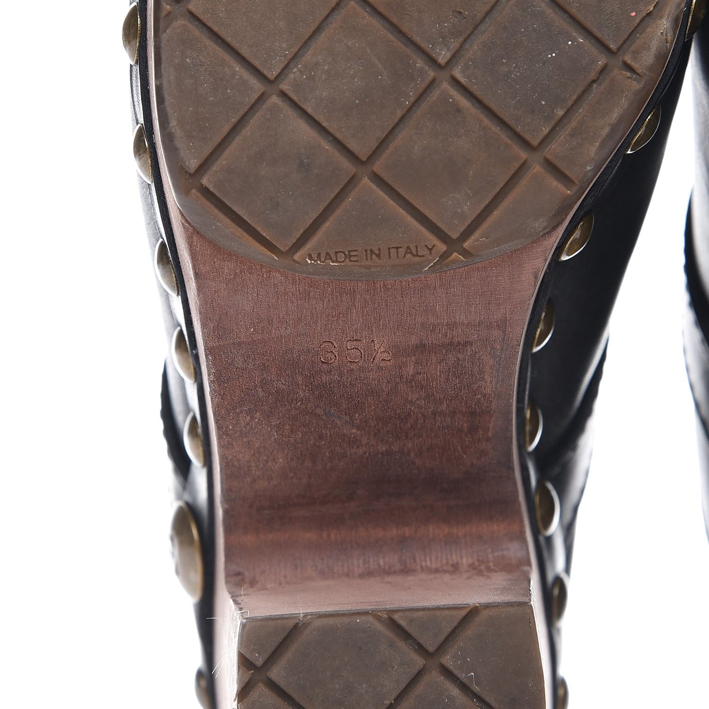 Calfskin Studded Clogs 35.5 Black