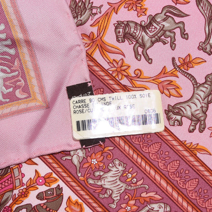 Hermes Silk Chasse En Inde Scarf 90 Cuivre Rose Vieux Rose 6 of 6