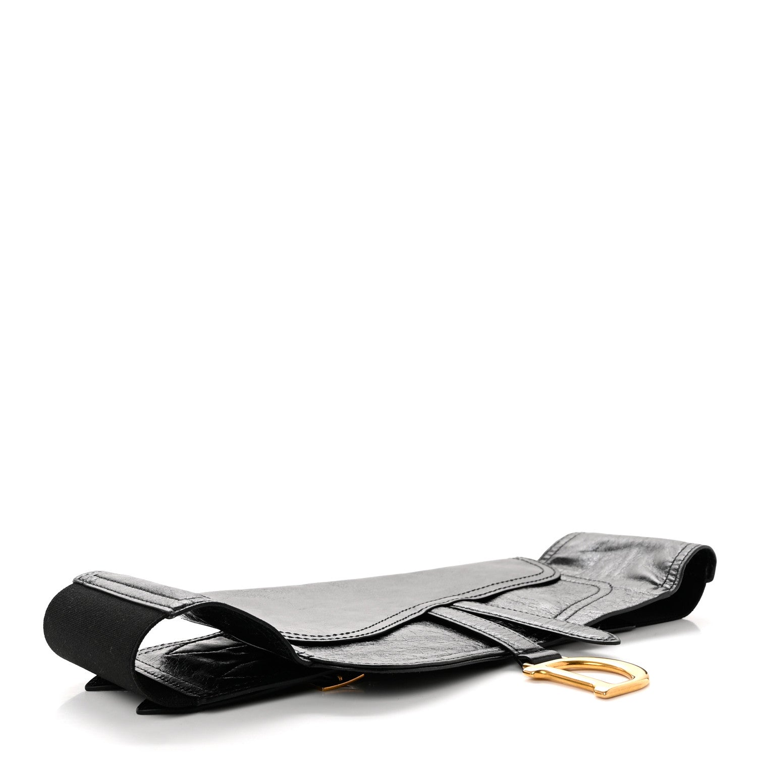 Christian Dior Crinkled Lambskin 135mm Saddle Belt Black 1302480