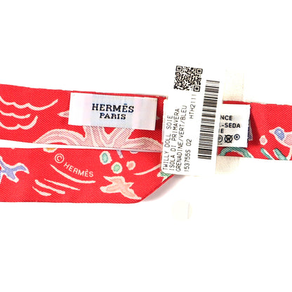 Hermes Silk Isola Di Primavera Doll Twilly Grenadine Vert Bleu 3 of 3