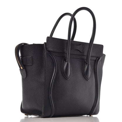Celine Drummed Calfskin Micro Luggage Black 3 of 31
