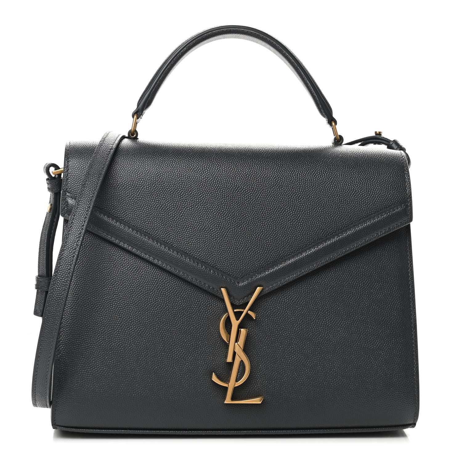 Saint Laurent Grain de Poudre Medium Classic Monogram Cassandra Top Handle Dark Smog 1 of 8