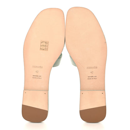 Hermes Calfskin Oran Sandals 42 Vert D'eau 6 of 9