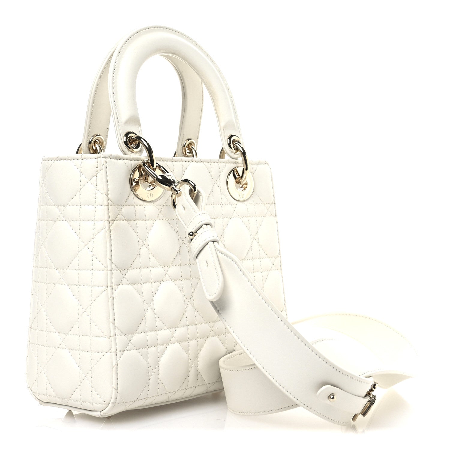 Christian Dior Lambskin Cannage Small My ABCDior Lady Dior White 3 of 10