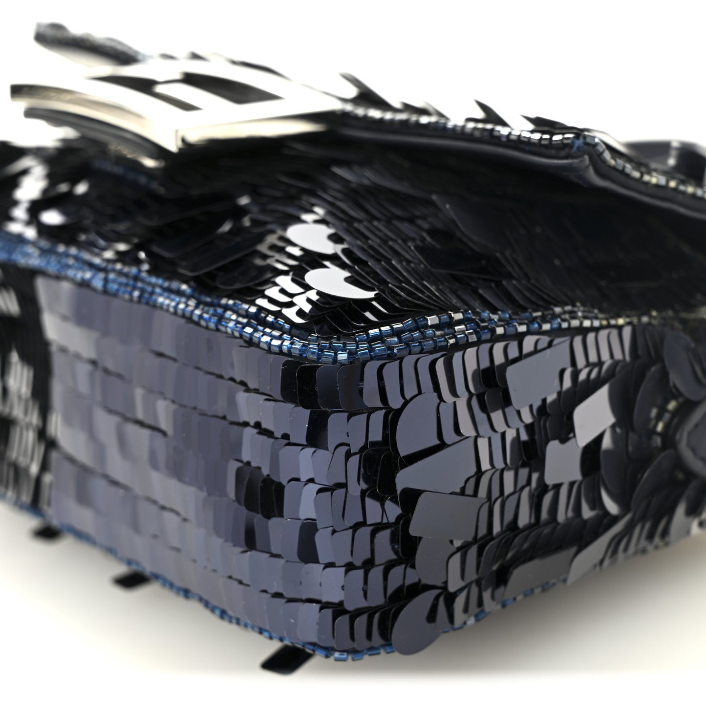 Sequin Paillettes Shiny Nappa Sex and the City Mini Baguette Midnight