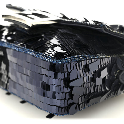 Fendi Sequin Paillettes Shiny Nappa Sex and the City Mini Baguette Midnight 9 of 9