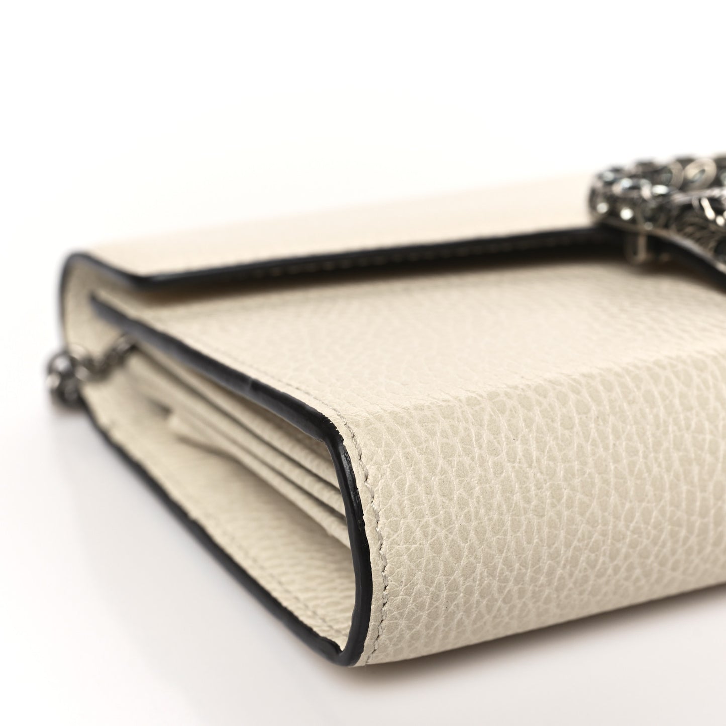 Dollar Calfskin Mini Dionysus Chain Wallet Mystic White