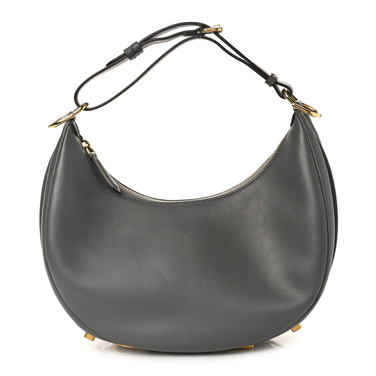 Vitello Grace Matte Small Fendigraphy Hobo Bag Anthracite