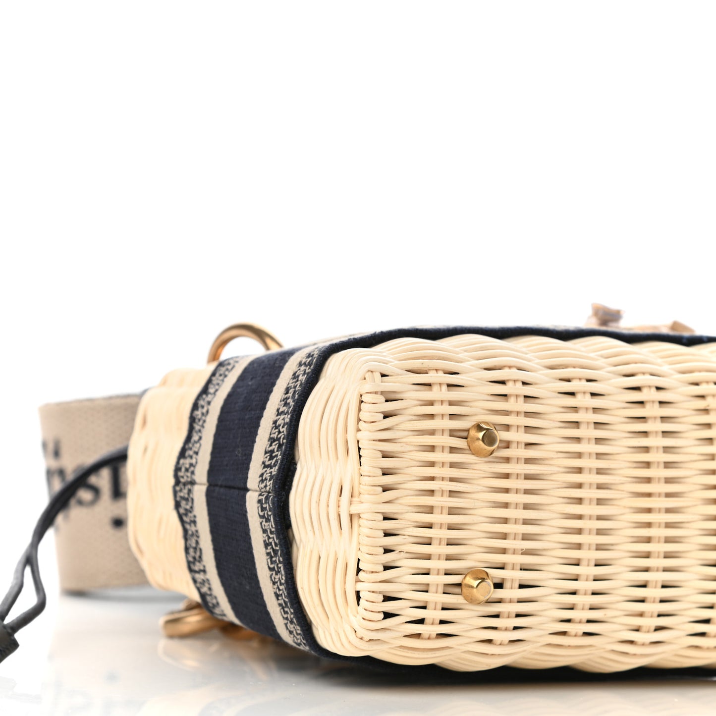 Wicker Oblique Mini Lady Dior Bag Blue