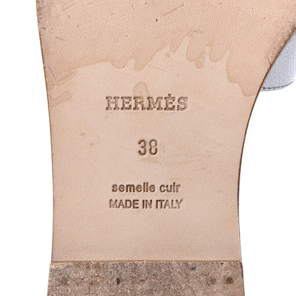 Hermes Metallic Epsom Oran Sandals 38 Gris Argente 9 of 11