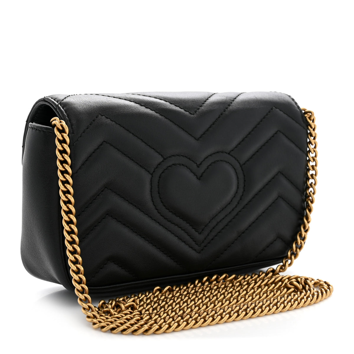 Calfskin Matelasse Super Mini GG Marmont Shoulder Bag Black