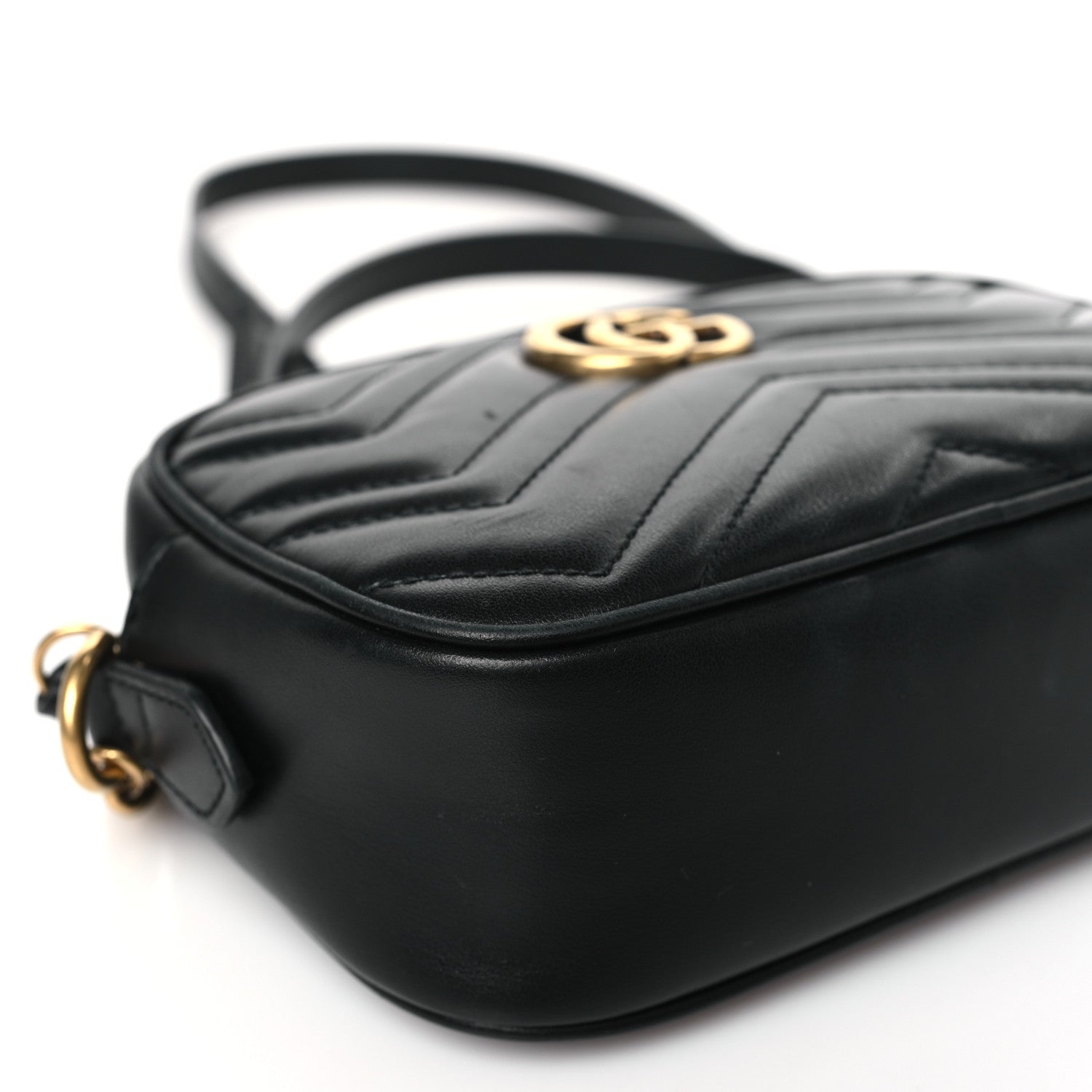 Gucci Calfskin Matelasse Mini GG Marmont Chain Shoulder Bag Black 8 of 9