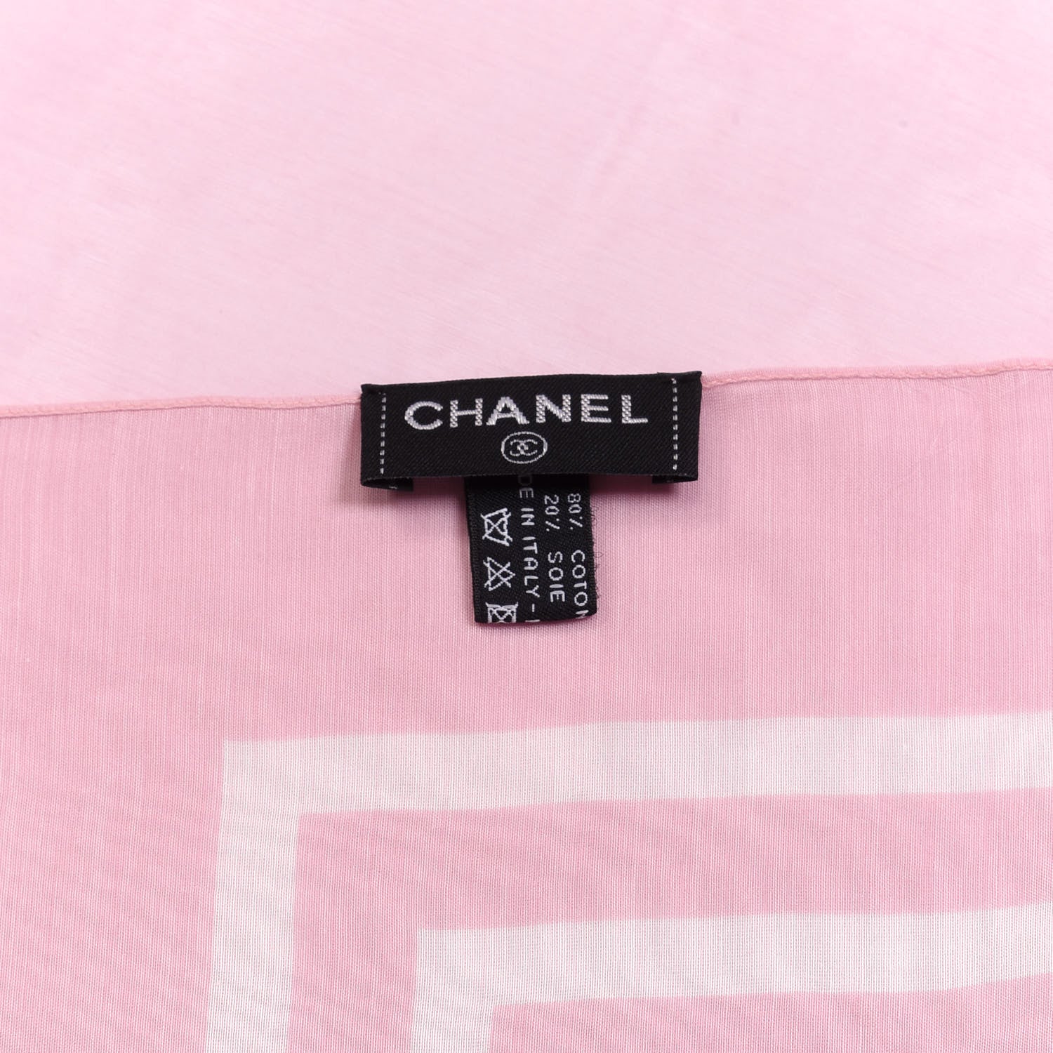 Chanel Cotton Silk CC Striped Stole Light Pink White 4 of 6