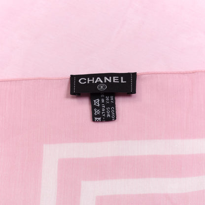 Chanel Cotton Silk CC Striped Stole Light Pink White 4 of 6