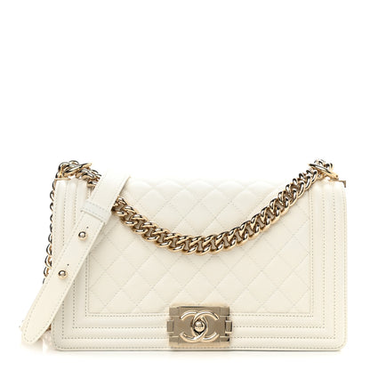 Chanel Caviar Quilted Medium Boy Flap White 1 of 9