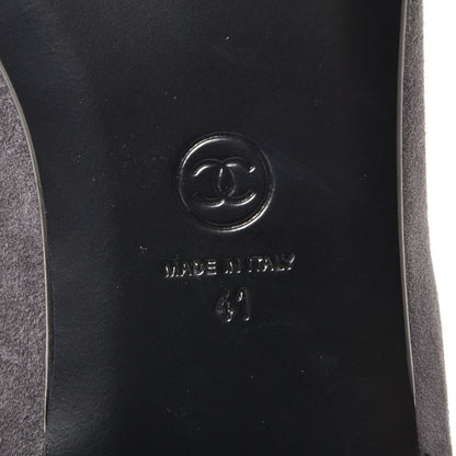 Chanel Suede Calfskin Mocassin CC Flats 41 Grey 6 of 9