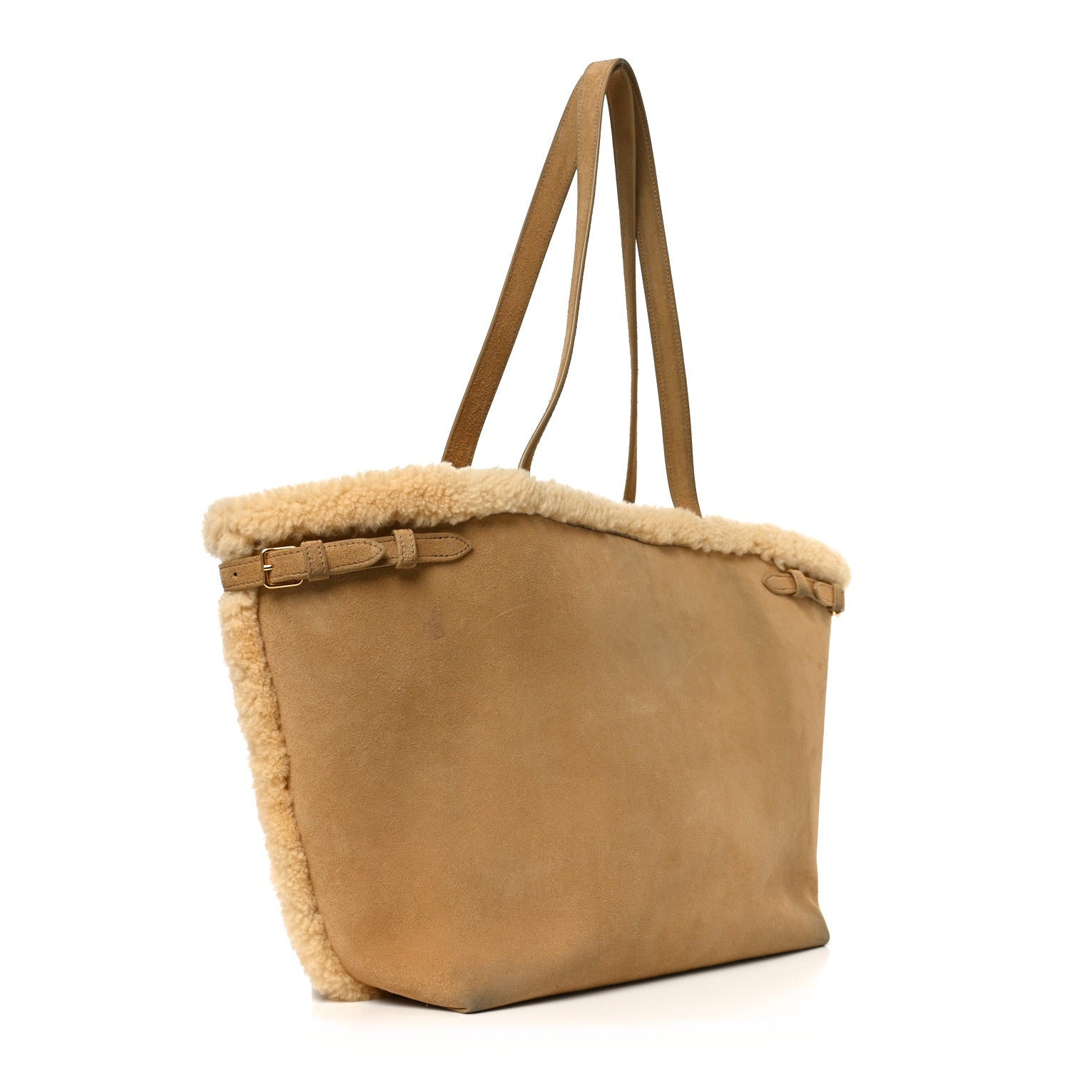 Celine Suede Shearling Triomphe Medium Cabas Anais Natural 4 of 23