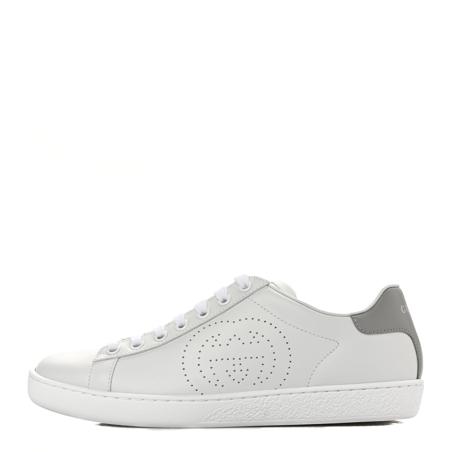 Calfskin Interlocking G Perforated Womens Ace Sneakers 36.5 White Grey Sky