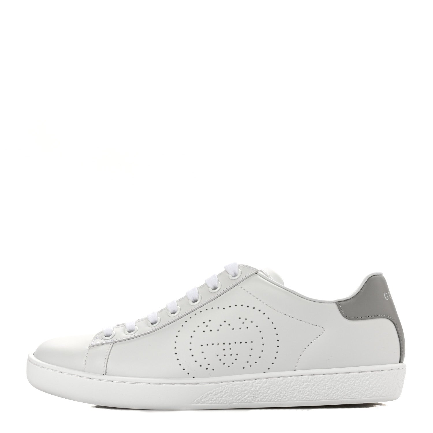 Gucci Calfskin Interlocking G Perforated Womens Ace Sneakers 36.5 White Grey Sky 1 of 9