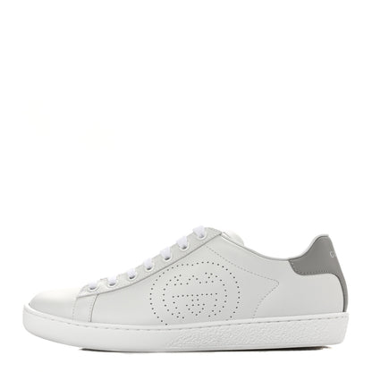 Gucci Calfskin Interlocking G Perforated Womens Ace Sneakers 36.5 White Grey Sky 1 of 9