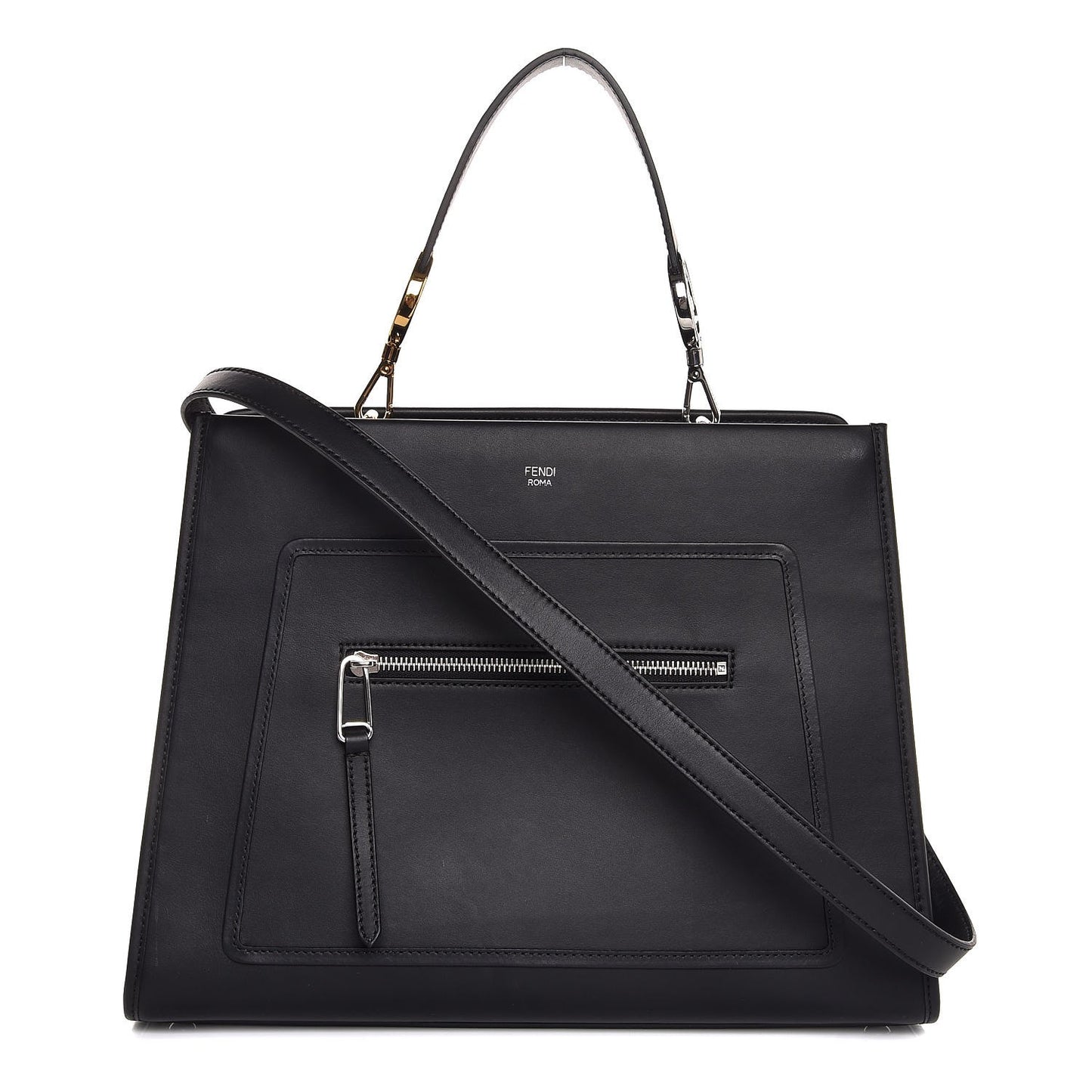 Vitello Century Opaco F is Fendi Regular Runaway Satchel Black