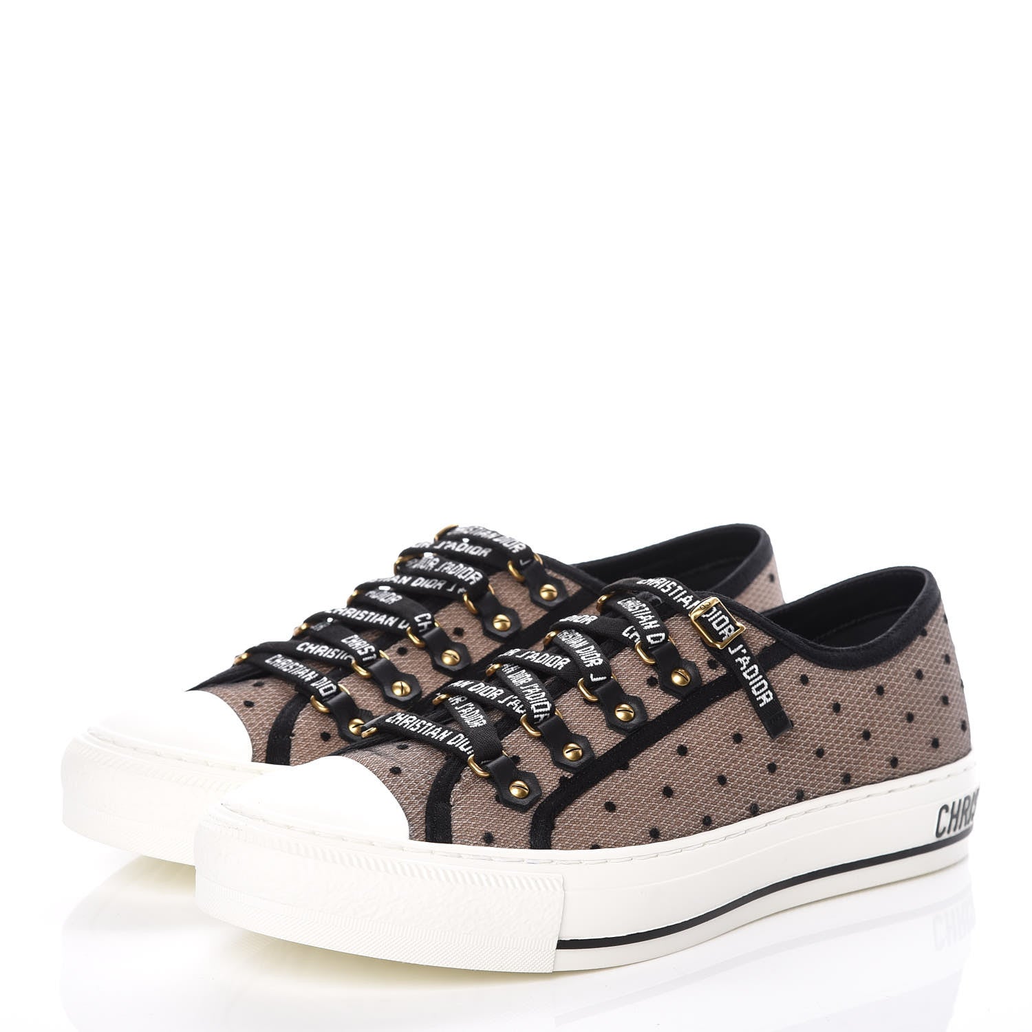 Christian Dior Mesh Plumetis Walk'n Dior Low Top Sneakers 40 Nude 3 of 9