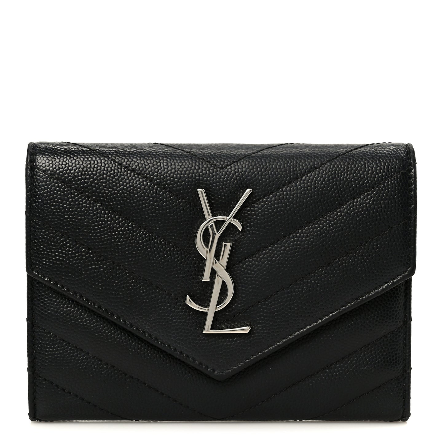 Grain De Poudre Matelasse Chevron Small Monogram Passport Case Black