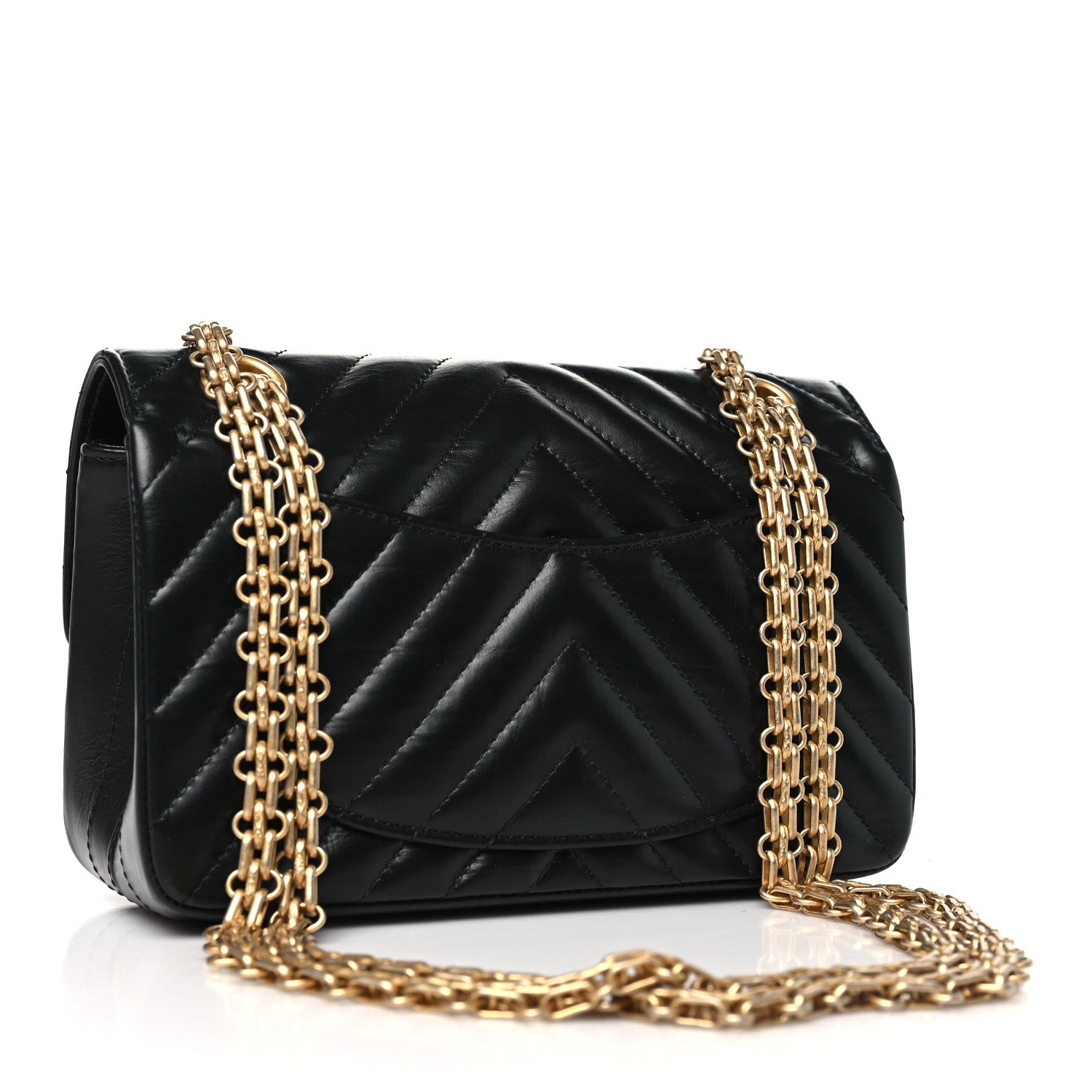 Chanel Aged Calfskin Chevron Quilted 2.55 Reissue Mini Flap Black 3 of 10