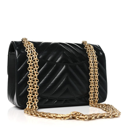 Chanel Aged Calfskin Chevron Quilted 2.55 Reissue Mini Flap Black 3 of 10