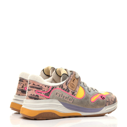 Gucci Suede Calfskin Tejus Printed Womens Ultrapace Sneakers 36.5 Pink Silver Oatmeal Yolk 4 of 7