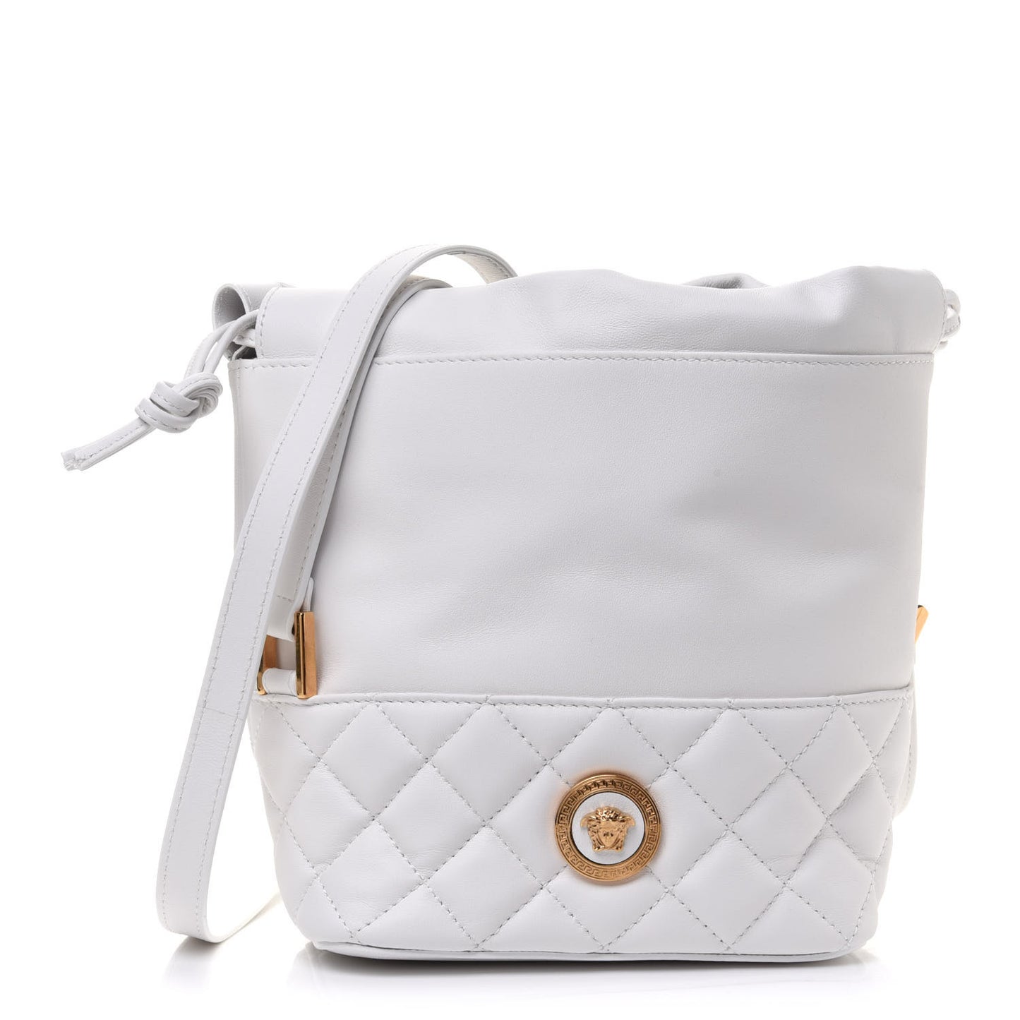 Nappa Quilted Medusa Bucket Bag White