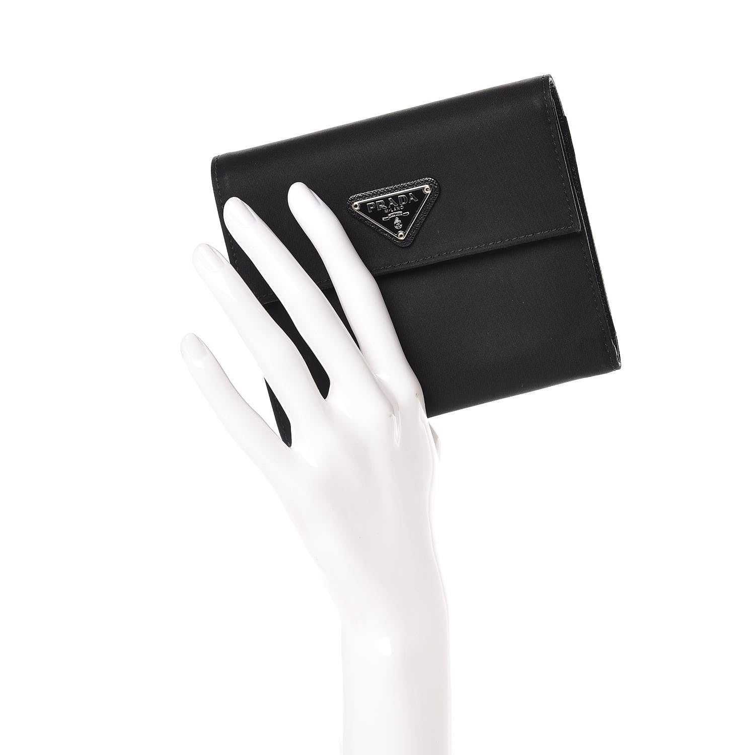 Prada Tessuto Nylon French Wallet Black 2 of 10