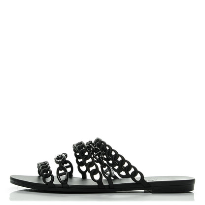 Hermes Rubber Chaine d'Ancre Nude Sandals 41 Black 1 of 7