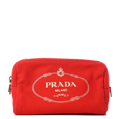 Prada Canvas Canapa Logo Pouch Rosso 1 of 6