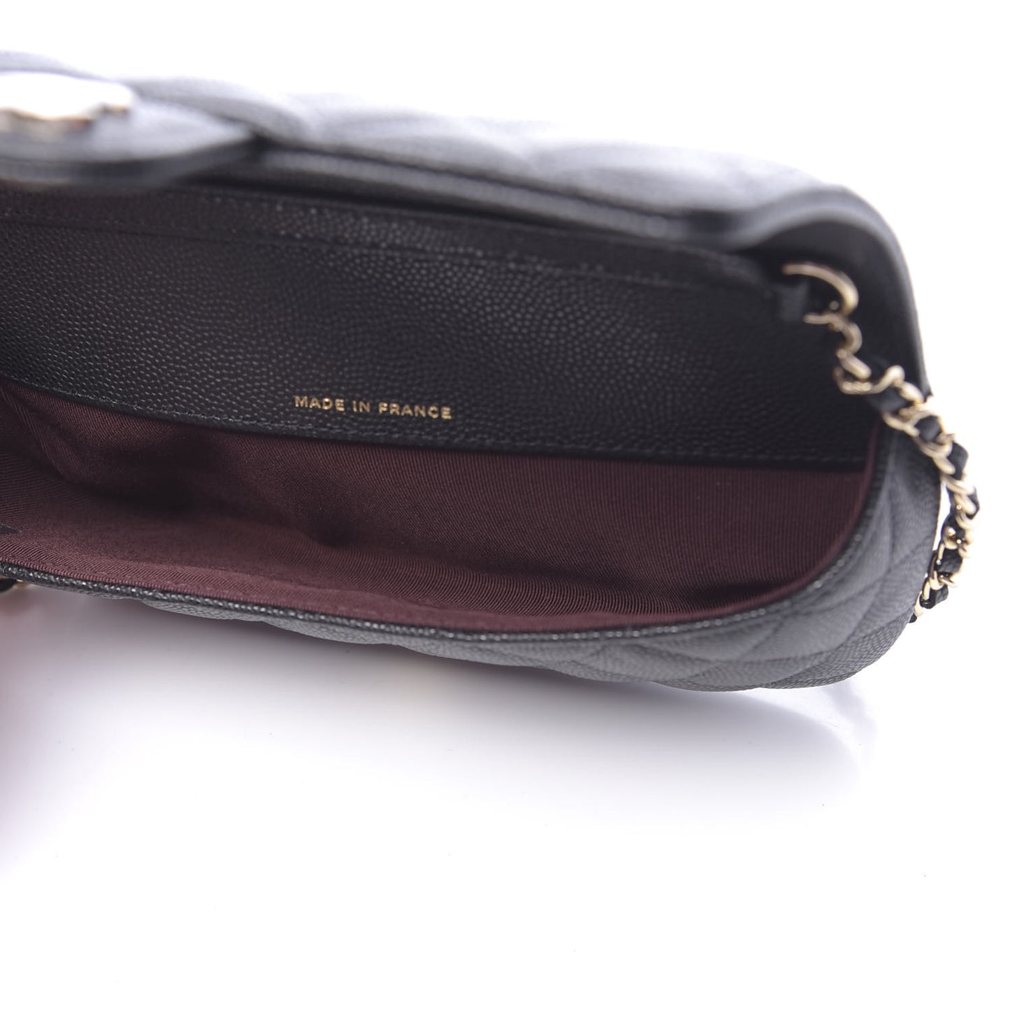 Caviar Quilted Glasses Case With Chain Black