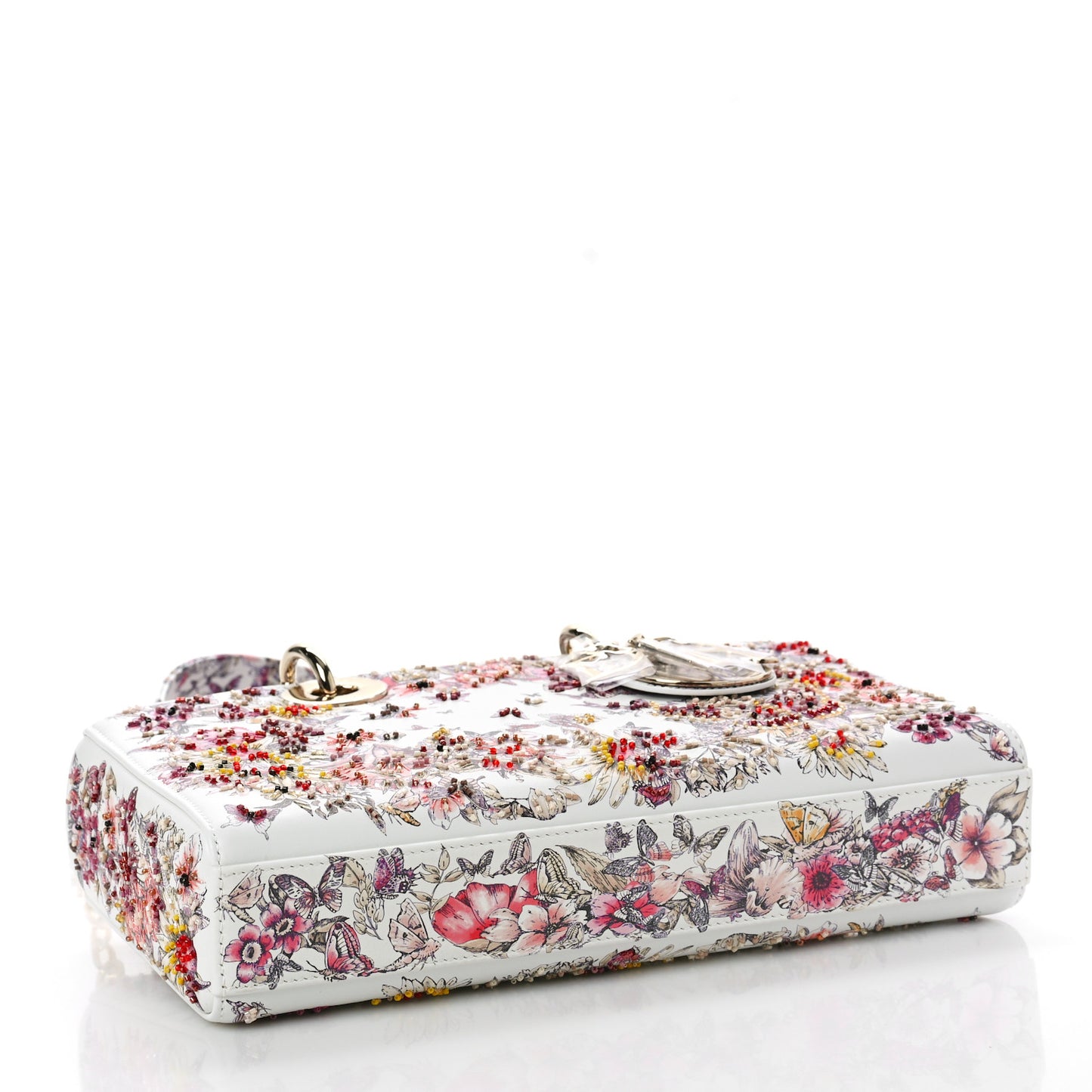 Calfskin Embroidered Butterfly Printed Lady D-Joy Multicolor
