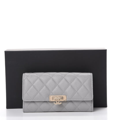 Chanel Caviar Quilted Large Golden Class Gusset Flap Wallet Grey 9 of 9