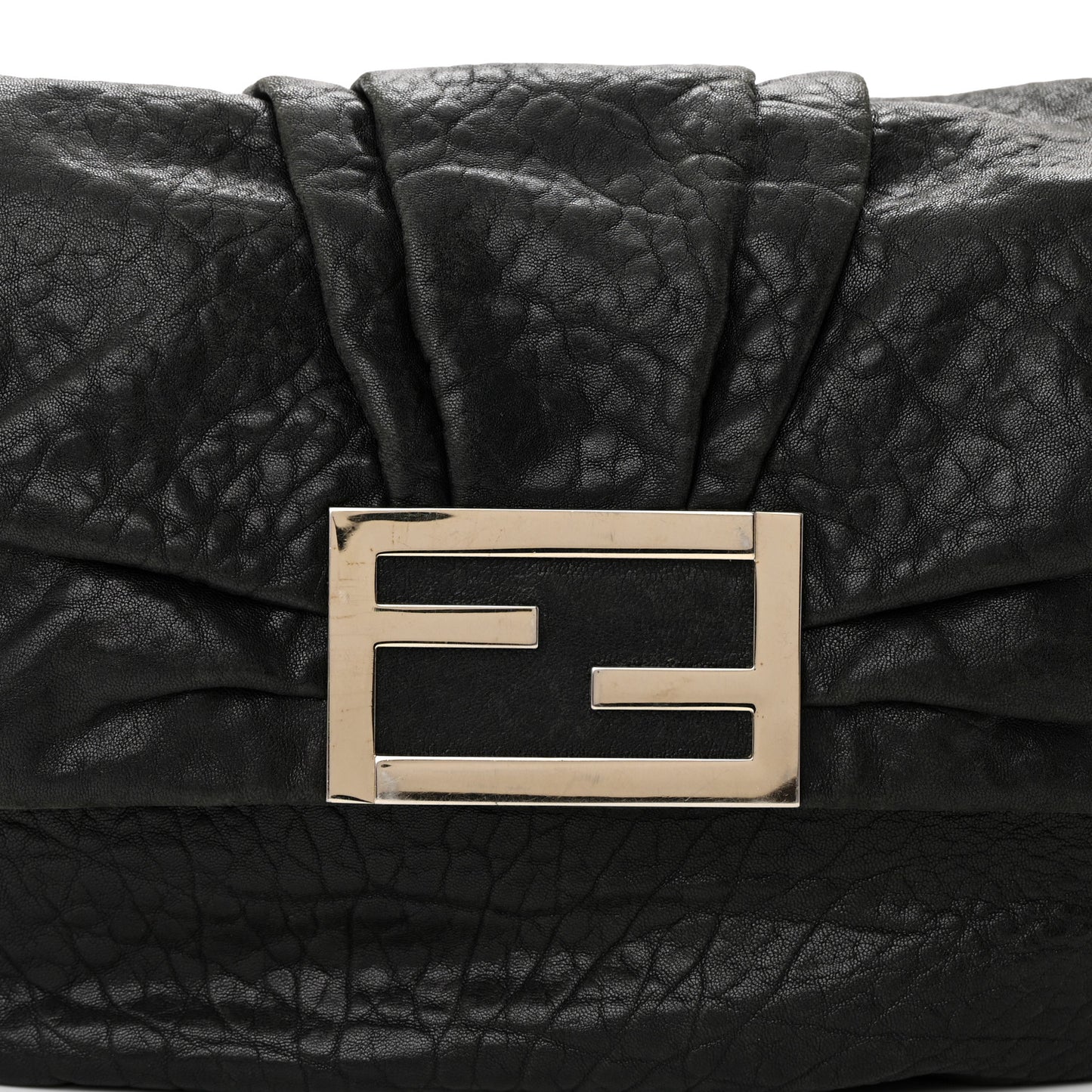 Crinkled Lambskin Mia Shoulder Flap Black