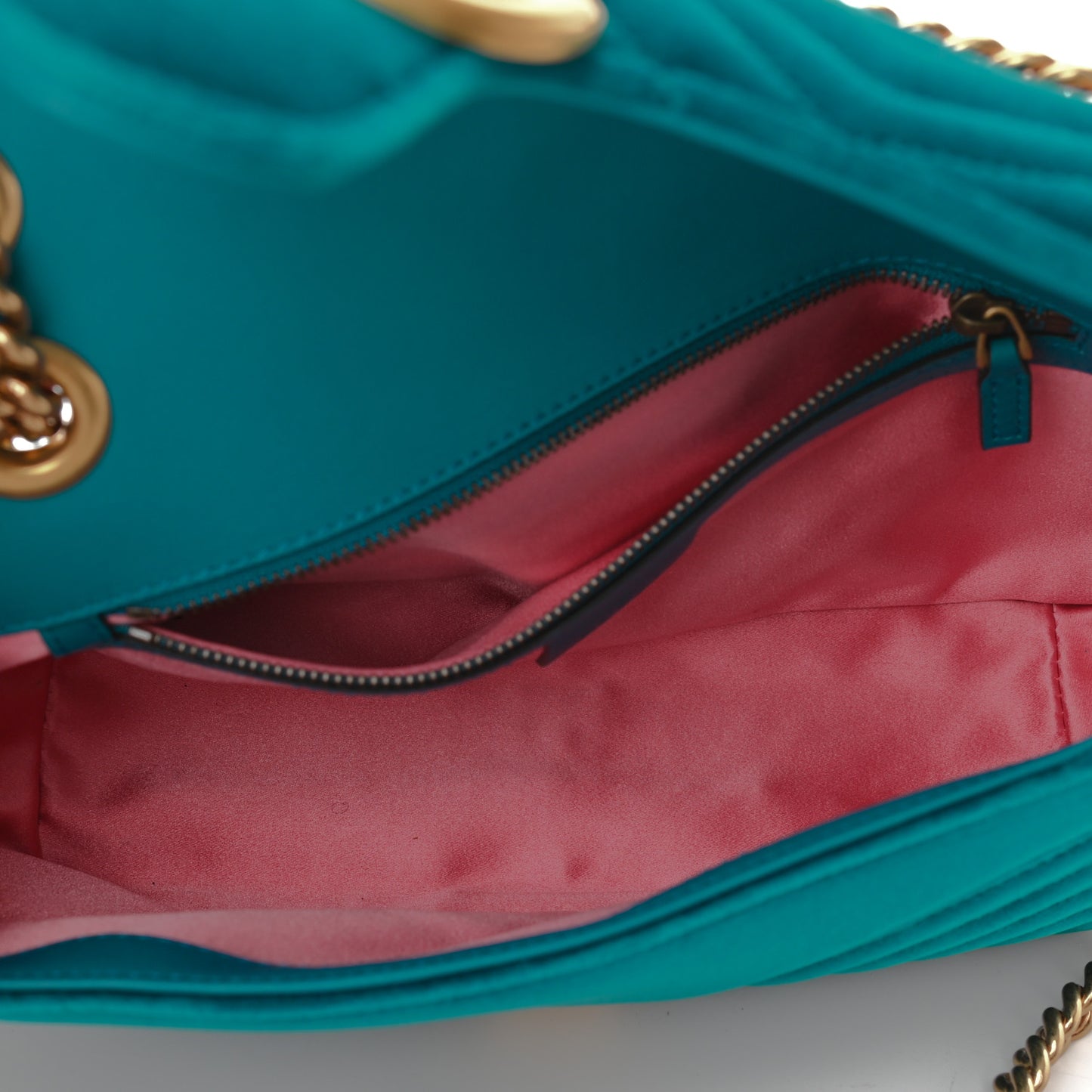 Velvet Matelasse Small GG Marmont Shoulder Bag Pavone Cyan